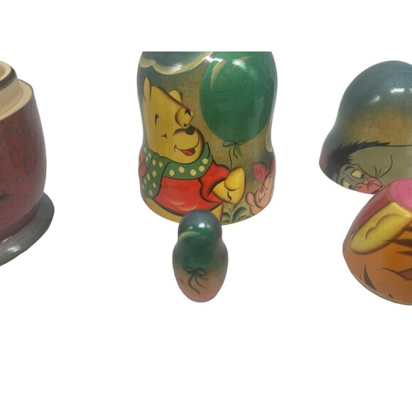 VTG WOODEN DISNEY WINNIE THE POOH TIGGER HAND PAINTED NESTING DOLLS 5 pc RARE - Picture 5 of 16